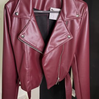 Chaqueta poli piel burdeos